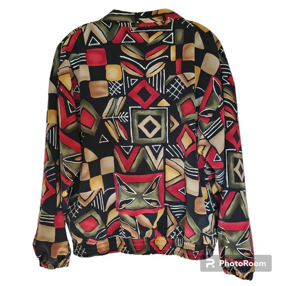 Vintage Erin London Jacket Artsy Art to Wear Bright 1980s 80s Abstract Full Zip - Picture 2 of 5